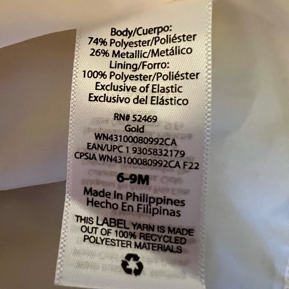 Wonder Nation Girls Shimmery Gold Pleated Long Sleeve Dress 6-9 mos - Picture 8 of 8